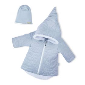 Zimní kojenecký kabátek s čepičkou Nicol Kids Winter šedý Šedá | 56 (0-3m), 62 (3-6m), 68 (4-6m), 74 (6-9m)