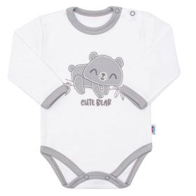 Kojenecké bavlněné body s dlouhým rukávem New Baby Cute Bear Bílá | 86 (12-18m)
