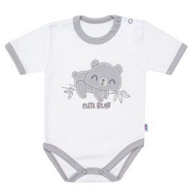Kojenecké bavlněné body s krátkým rukávem New Baby Cute Bear Bílá
