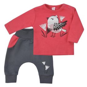 Kojenecké bavlněné tepláčky a tričko Koala Birdy tmavě růžové | 56 (0-3m), 62 (3-6m)