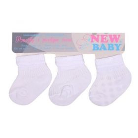 Kojenecké pruhované ponožky New Baby bílé - 3ks | 56 (0-3m), 62 (3-6m), 74 (6-9m)