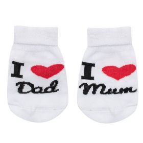 Kojenecké bavlněné ponožky New Baby I Love Mum and Dad bílé | 56 (0-3m), 62 (3-6m)