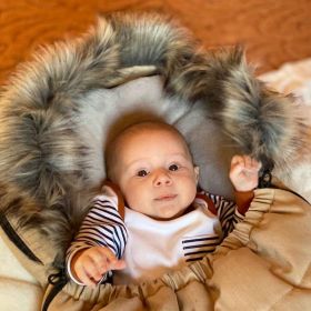 Dětský fusák New Baby s kožíškem béžový