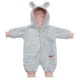 Luxusní dětský zimní overal New Baby Teddy bear šedo růžový Šedá | 62 (3-6m), 68 (4-6m), 80 (9-12m), 86 (12-18m)