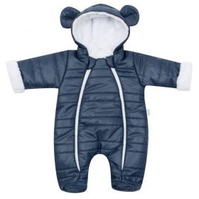 Zimní kojenecká kombinéza s kapucí a oušky New Baby Pumi blue Modrá | 62 (3-6m), 68 (4-6m)