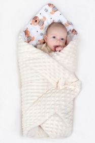 Oboustranná Zavinovačka z Minky New Baby 75x75 cm teddy šedá hvězdičky tyrkysové