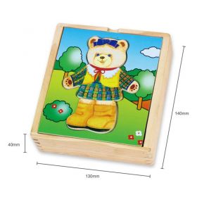 Dřevěné oblékací puzzle Viga Medvídek