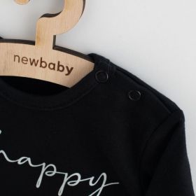 Kojenecké bavlněné body s krátkým rukávem New Baby Be Happy Černá