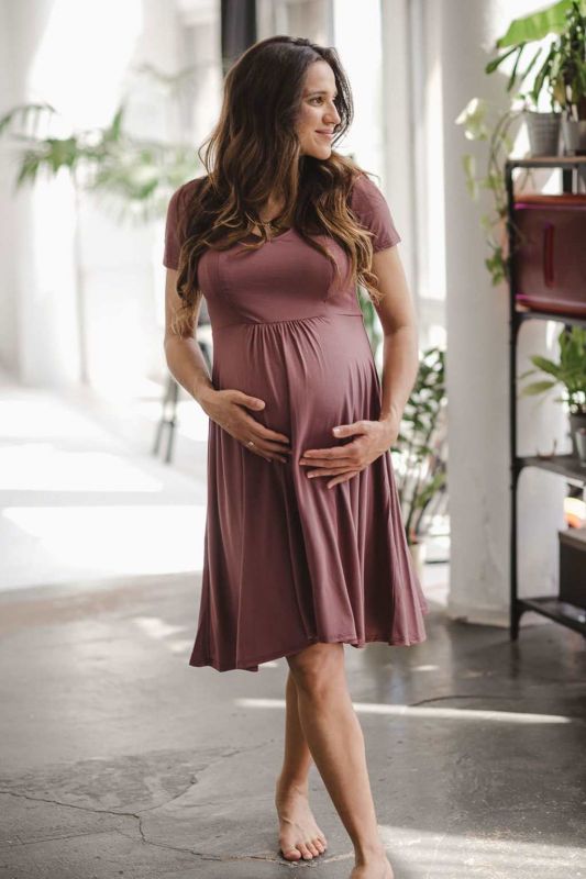 Těhotenské a kojící šaty Mommy Chic milk & love růžově hnědé Dle obrázku