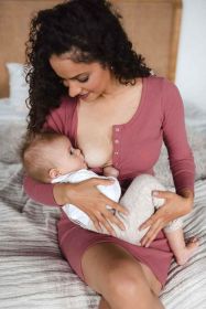 Těhotenské a kojící šaty žebrované Tummy milk & love pudrově růžová