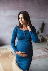Těhotenské a kojící šaty žebrované Tummy milk & love tyrkysová | S