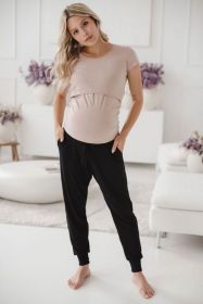 Těhotenské a kojící tričko Milk Shirt milk & love krátky rukáv béžová