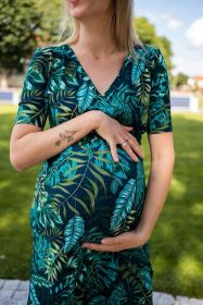 Těhotenské a kojící šaty Two Ways LONG milk & love zeleno modré Dle obrázku