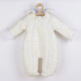 Zimní kojenecká kombinéza s kapucí a oušky New Baby Pumi cream Béžová