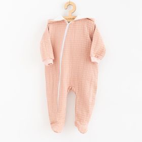 Kojenecký mušelínový overal s kapucí New Baby Comfort clothes růžová | 56 (0-3m), 62 (3-6m), 68 (4-6m), 74 (6-9m), 80 (9-12m)