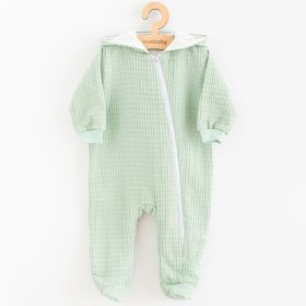 Kojenecký mušelínový overal s kapucí New Baby Comfort clothes šalvějová Zelená | 56 (0-3m), 62 (3-6m), 68 (4-6m), 74 (6-9m), 80 (9-12m)