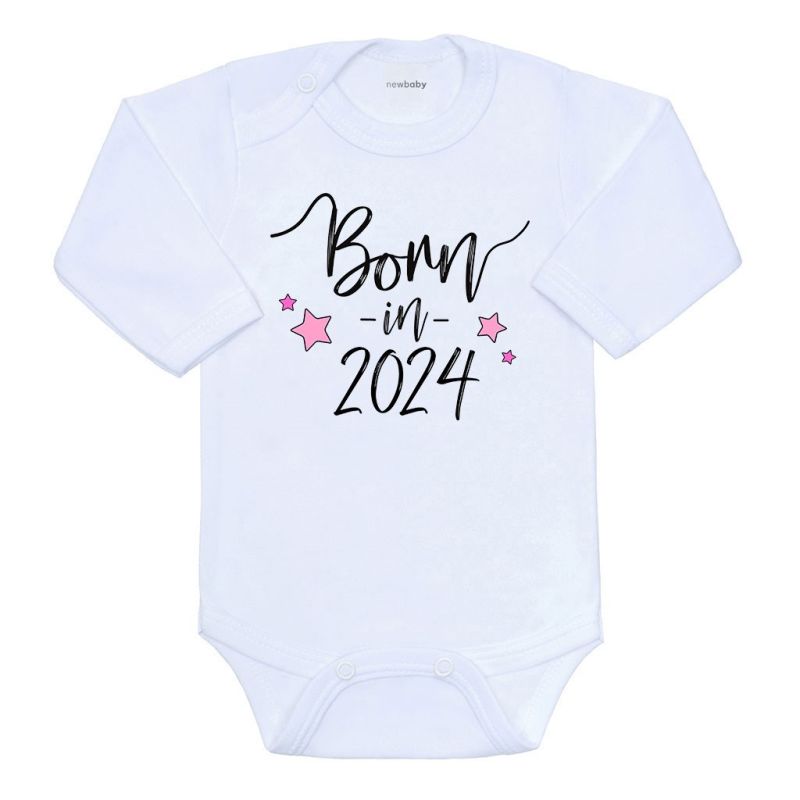 Body s potiskem New Baby Born in 2024 růžové Bílá