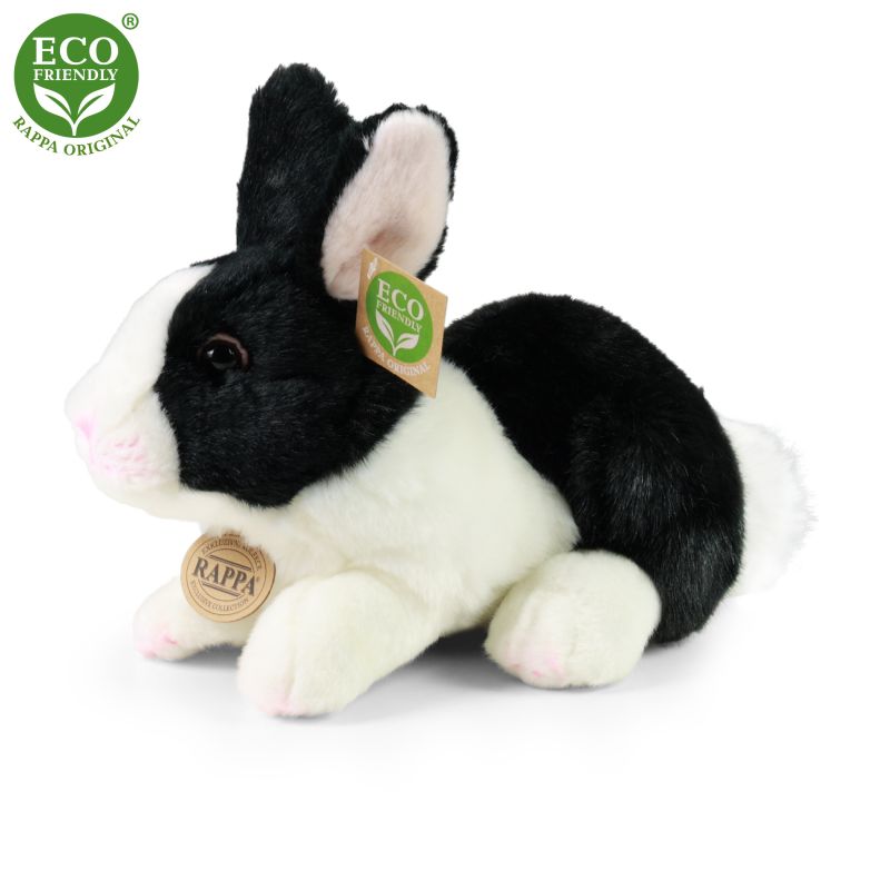 Plyšový králík bílo-černý ležící 23 cm ECO-FRIENDLY RAPPA