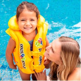 Nafukovací vesta plovací POOL SCHOOL DELUXE žlutá 3-6 let Intex