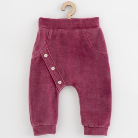 Kojenecké semiškové tepláčky New Baby Suede clothes růžovo fialová | 62 (3-6m), 68 (4-6m), 74 (6-9m)