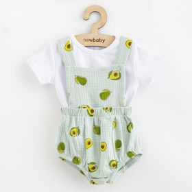 Mušelínový kojenecký set Kraťasy a Tričko New Baby Avocado Zelená