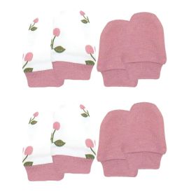 Kojenecké bavlněné rukavičky Nicol Emily 4 páry Růžová | 0-6 m