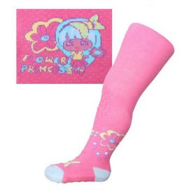 Bavlněné punčocháčky New Baby 3xABS růžové flower princess | 104 (3-4r), 92 (18-24m)