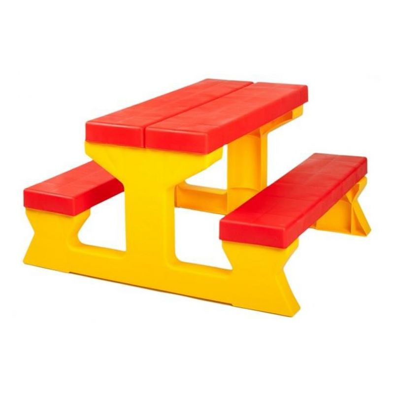 Dětský zahradní nábytek - Stůl a lavičky červeno-žlutý STAR PLUS