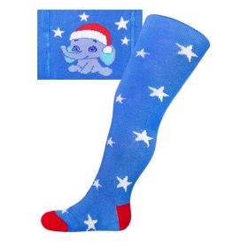 Vánoční bavlněné punčocháčky New Baby modré se slonem | 68 (4-6m)