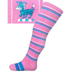 Bavlněné punčocháčky New Baby s ABS růžové zebra s pruhy | 104 (3-4r)