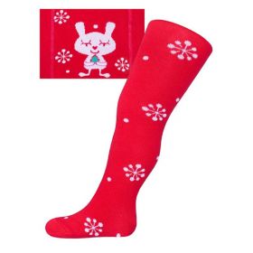 Vánoční bavlněné punčocháčky New Baby červené s vločkami a kočičkou Červená | 92 (18-24m)