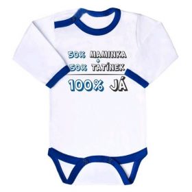 Body s potiskem New Baby 50% MAMINKA + 50% TATÍNEK - 100% JÁ modré | 68 (4-6m), 74 (6-9m), 86 (12-18m)