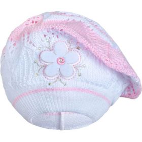 Pletená čepička-baret New Baby světle růžová | 104 (3-4r)