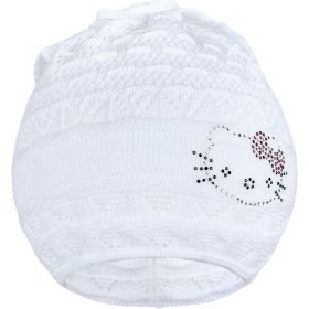 Pletená čepička-šátek New Baby kočička bílá | 104 (3-4r)