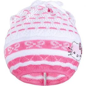 Pletená čepička-šátek New Baby kočička růžová