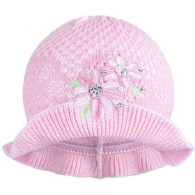Pletený klobouček New Baby růžovo-bílý | 104 (3-4r)