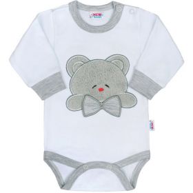 Luxusní kojenecké body s dlouhým rukávem New Baby Honey Bear s 3D aplikací Bílá | 68 (4-6m), 74 (6-9m), 80 (9-12m), 86 (12-18m)