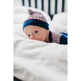 Kojenecká bavlněná čepička New Baby Checkered Modrá